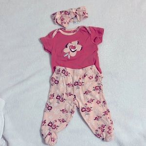 Bay girl set pink floral size 0-3M